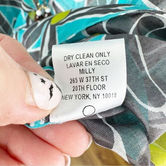 Milly Cabana Turquoise/Black Sheer Cotton Beach Cover-up Dress Tassel Medium - Picture 9 of 11